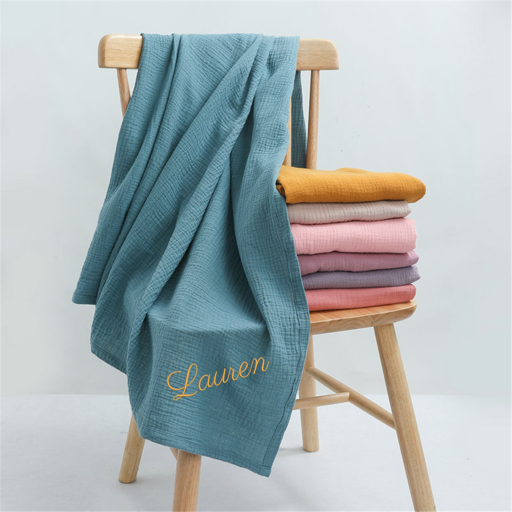 Swaddle Blanket Muslin - 개인화 된 이름 수 놓은 사용자