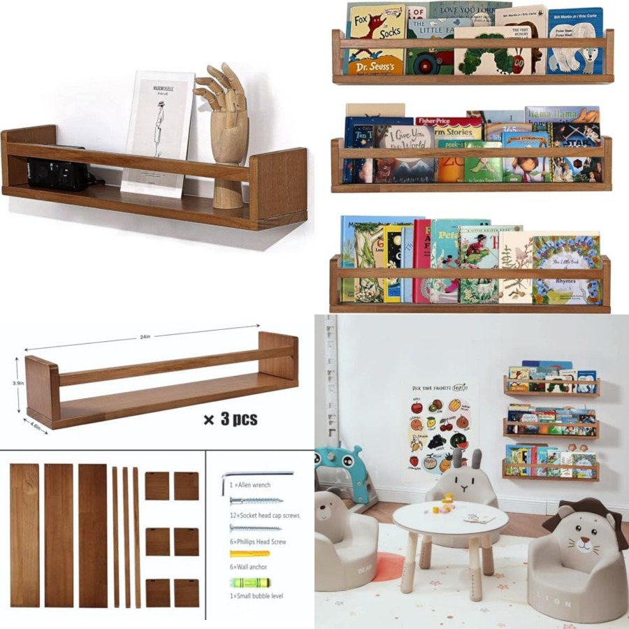 Baby Nursery Floating Shelves - 아기방 꾸미기용 벽걸이 책꽂이, 유아용품 정리함,