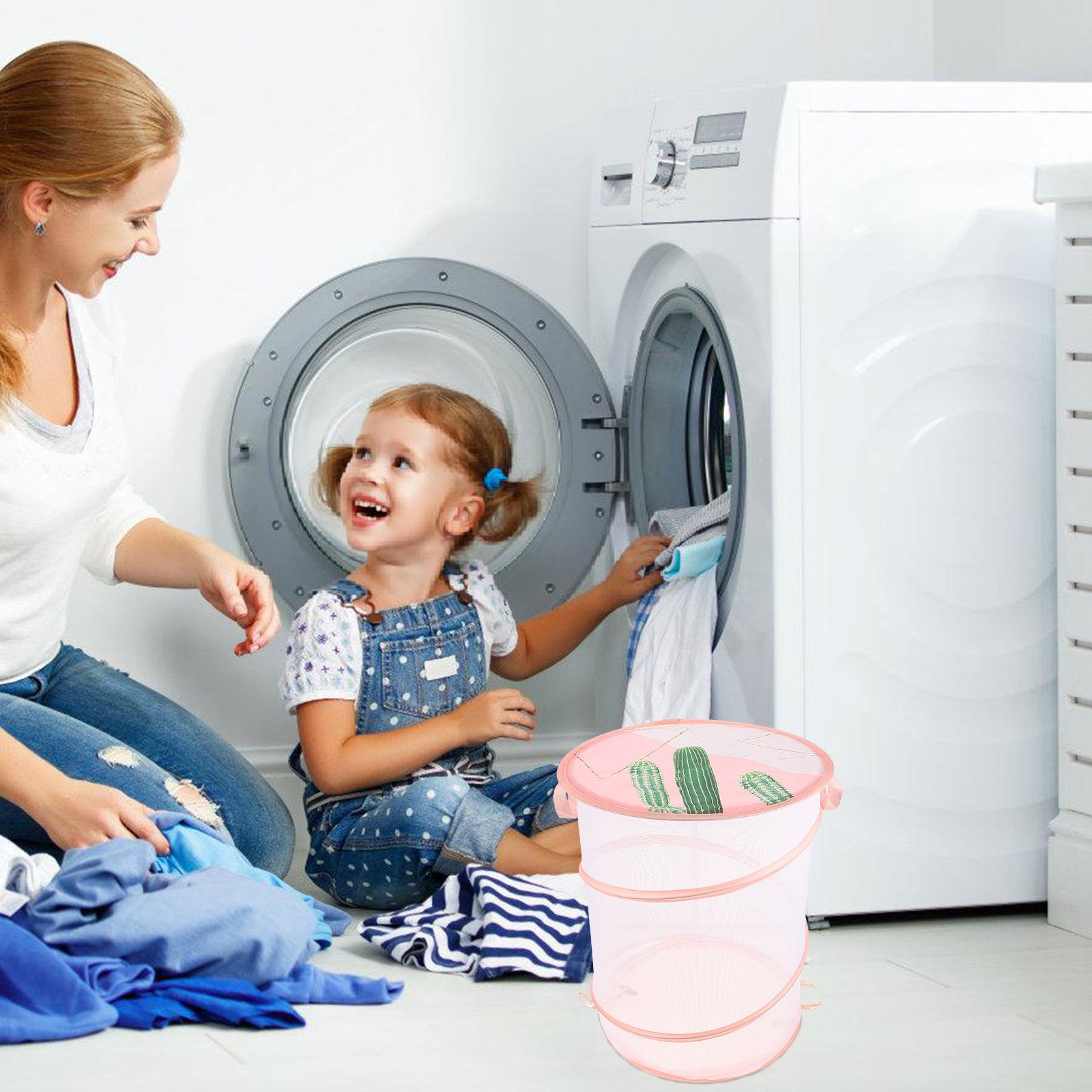 Laundry Hamper Nursery - 폴리에스터 메쉬 세탁 바구니, 접이식 대용량