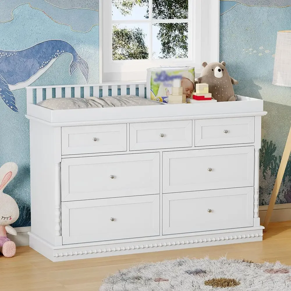 Baby Nursery Table - 56.5인치 아기 서랍장(탈부착 가능한 기저귀 교환대