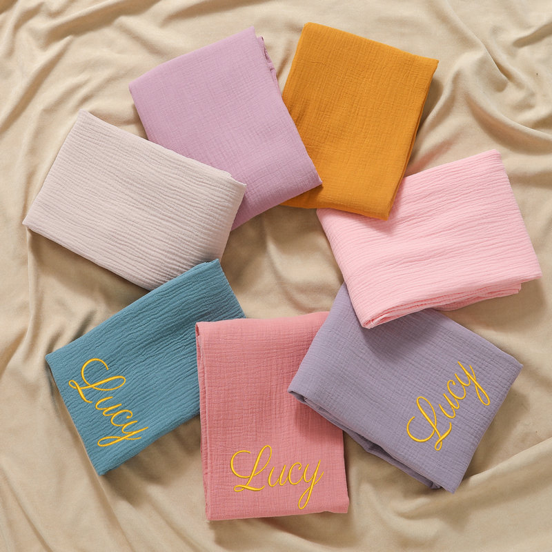 Swaddle Blanket Muslin - 개인화 된 이름 수 놓은 사용자