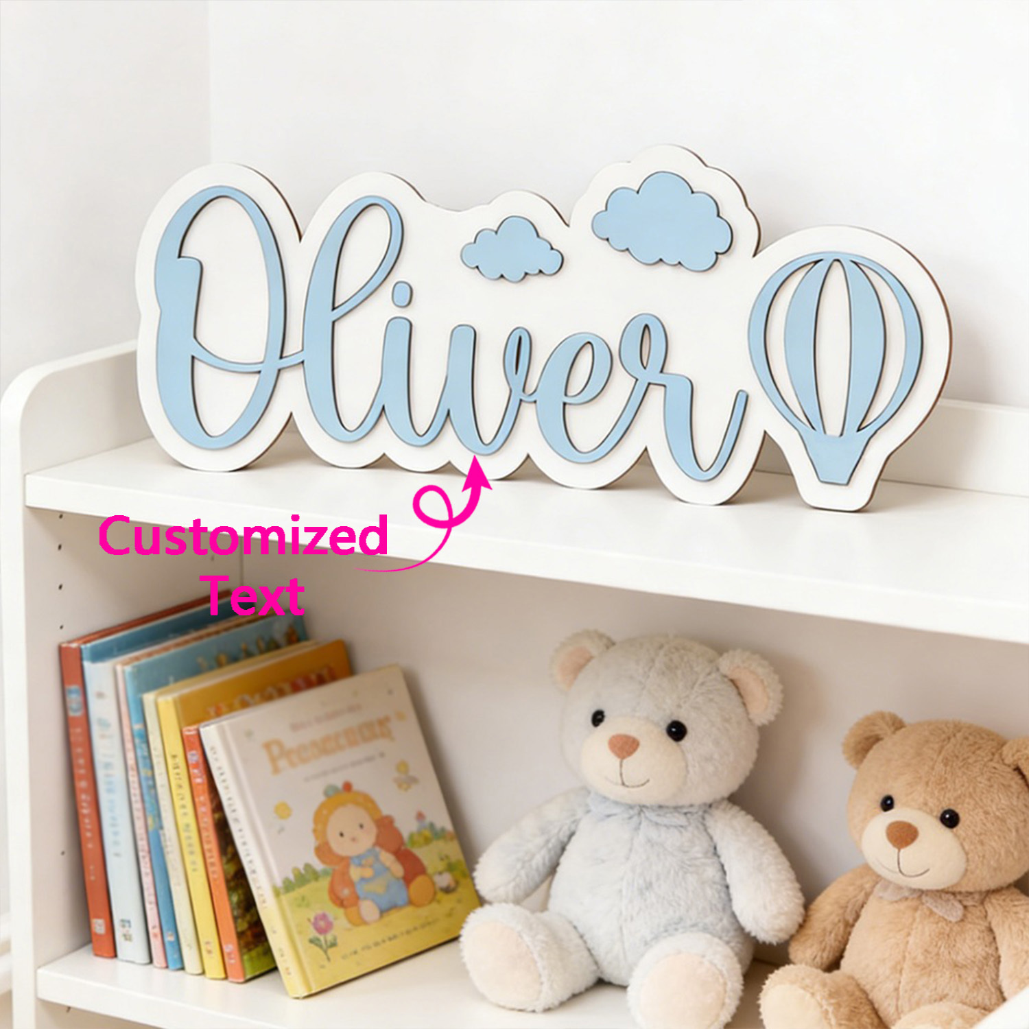 Baby Nursery Decor - 맞춤형 열기구 & 구름 이름 방
