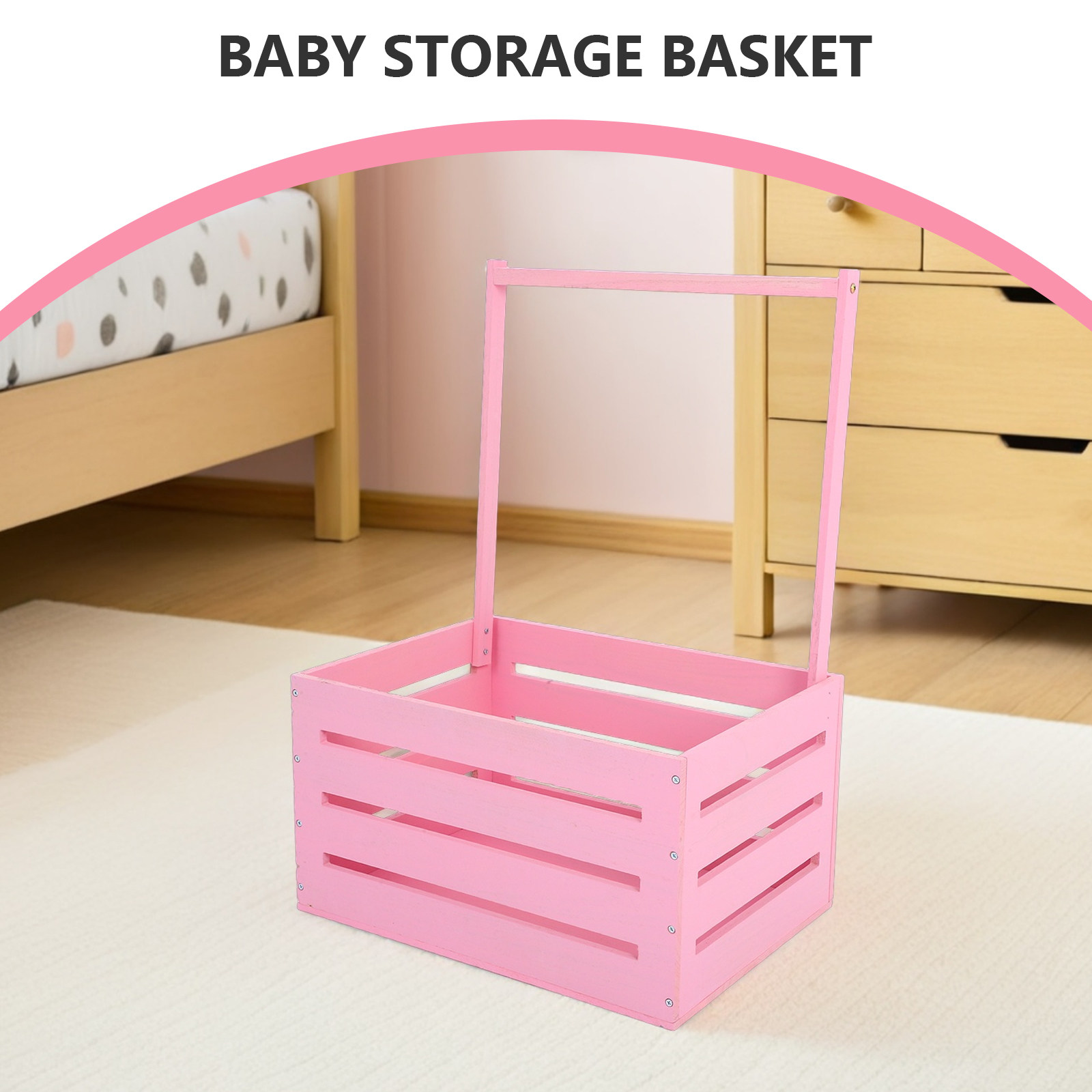 Baby Nursery Laundry Hamper - 1pcs 손잡이가있는 나무 아기 의류 보관