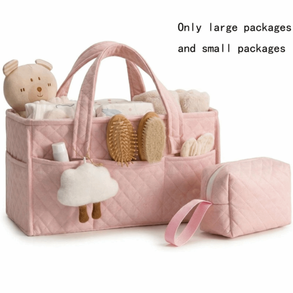 Baby Nursery Essentials - 대용량 아기 기저귀 정리함 (파우치 포함)