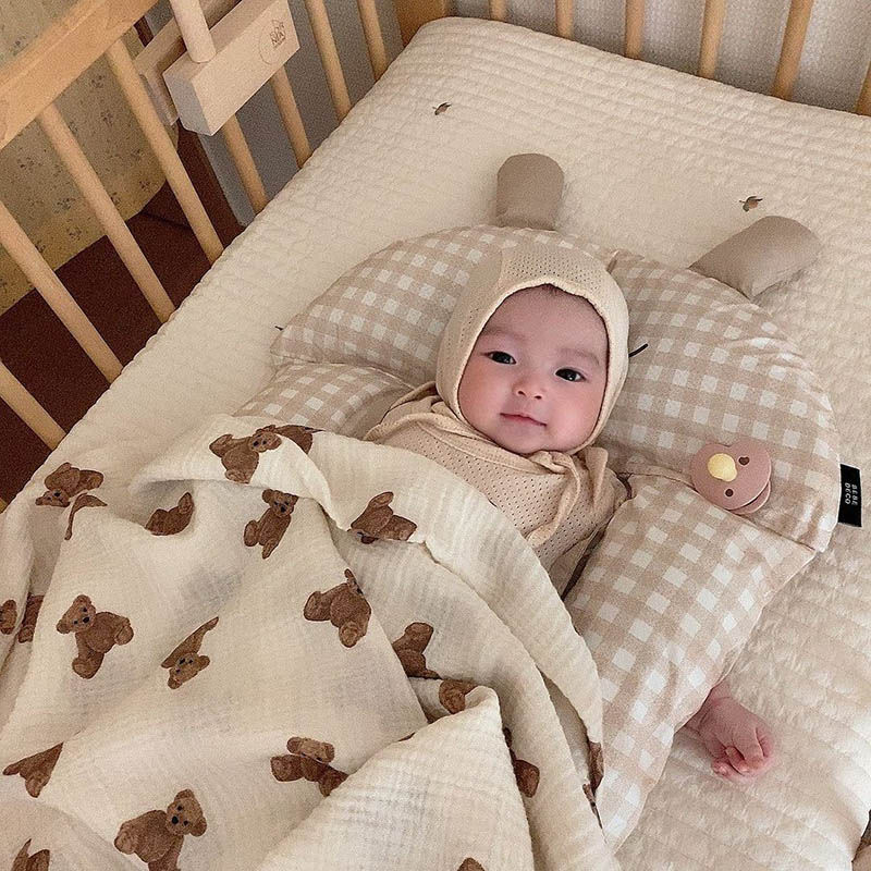 곰 인쇄 아기 담요 신생아 모슬린 면화 거즈 Swadd - Swaddle Blanket Muslin 리뷰 및 가격