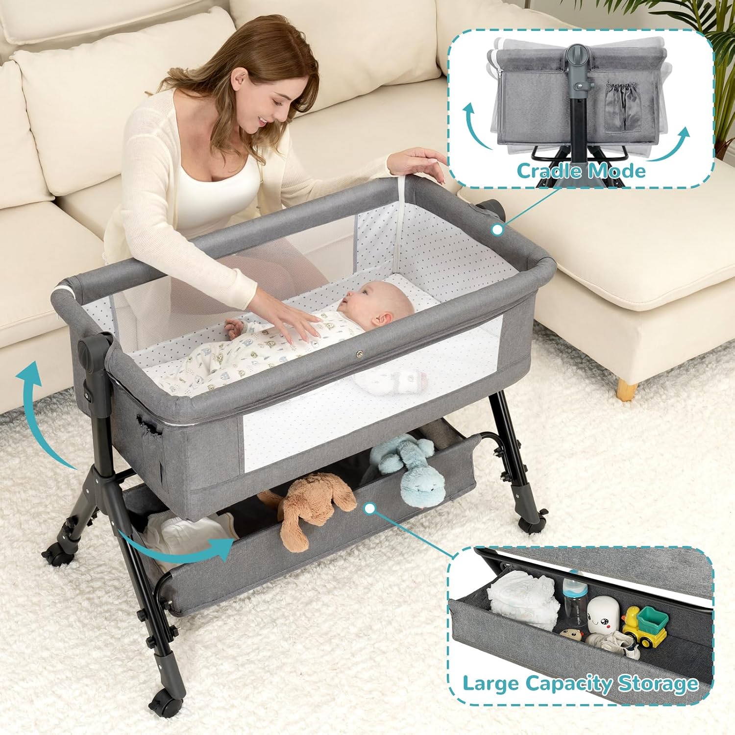 3 in 1 아기 침대, 침대 옆 침대, 조절 가능한  - Bassinet Bedside Sleeper 리뷰 및 가격