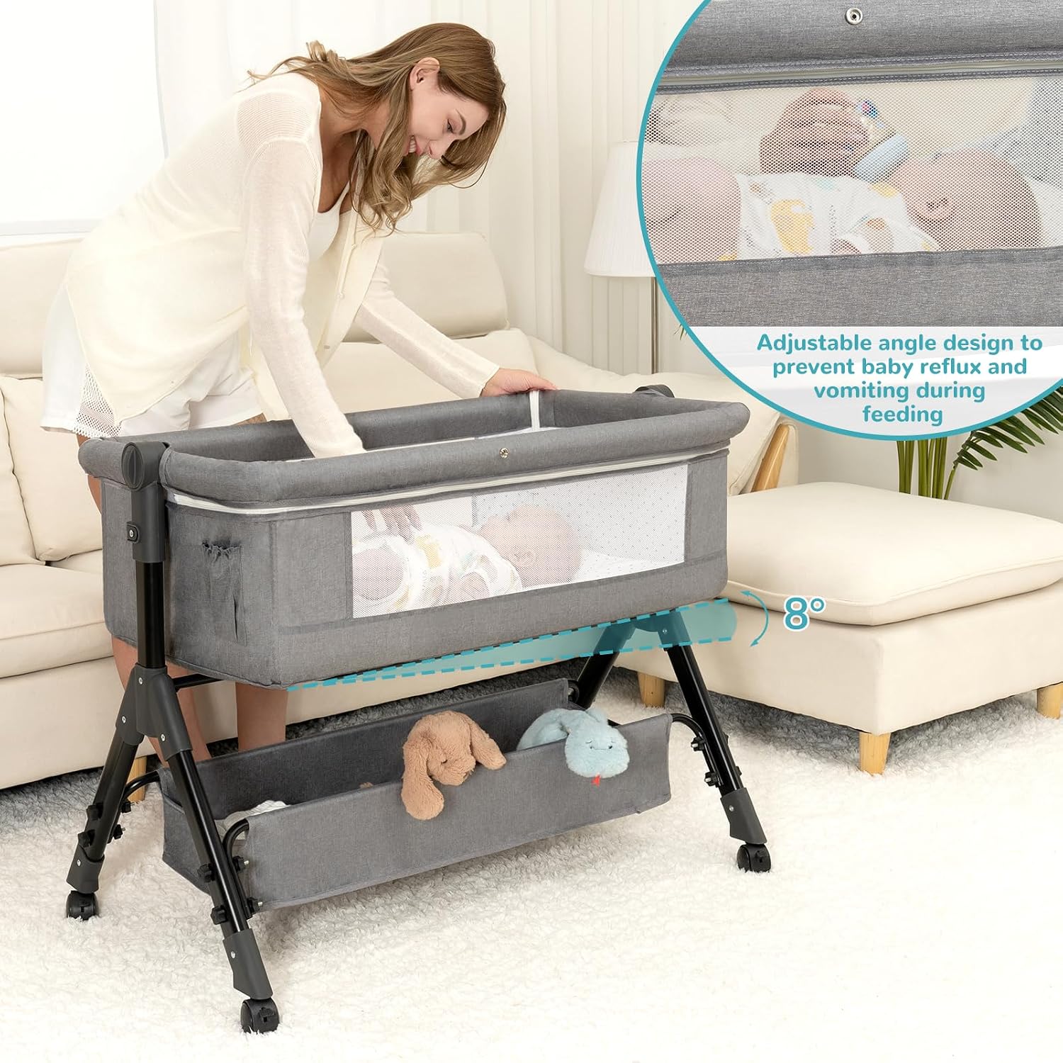 3 in 1 아기 침대, 침대 옆 침대, 조절 가능한  - Bassinet Bedside Sleeper 리뷰 및 가격