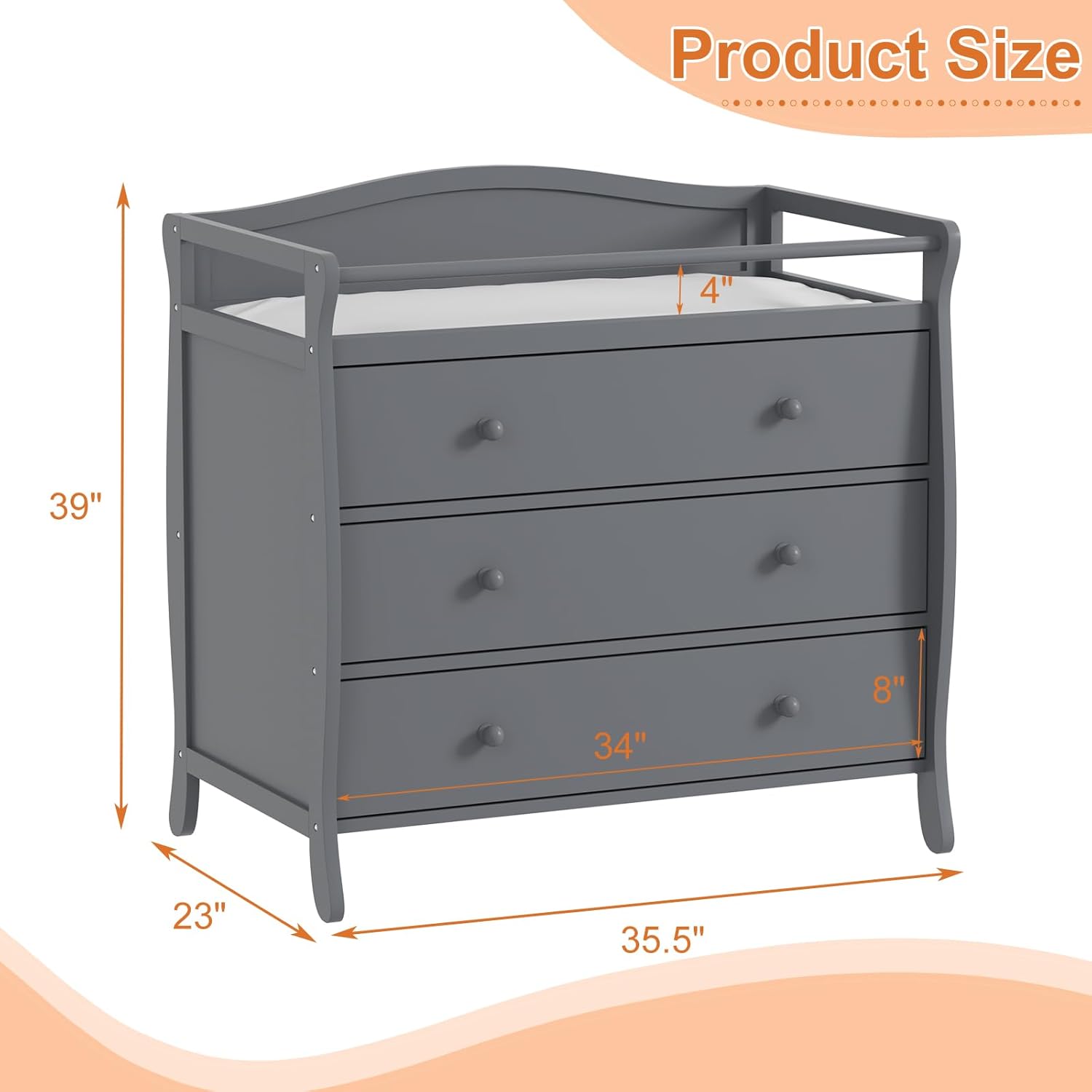3단 서랍 아기 기저귀 교환대, 안전벨트 및 난간이 있 - Baby Nursery Table 리뷰 및 가격