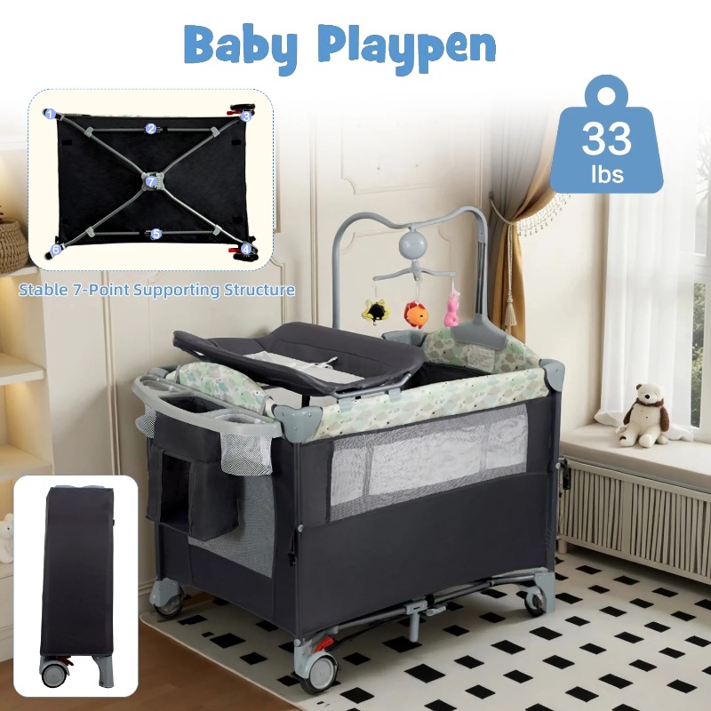 팩앤플레이 휴대용 플레이야드, 아기 침대 겸용, 기저귀 - Baby Nursery Table 리뷰 및 가격