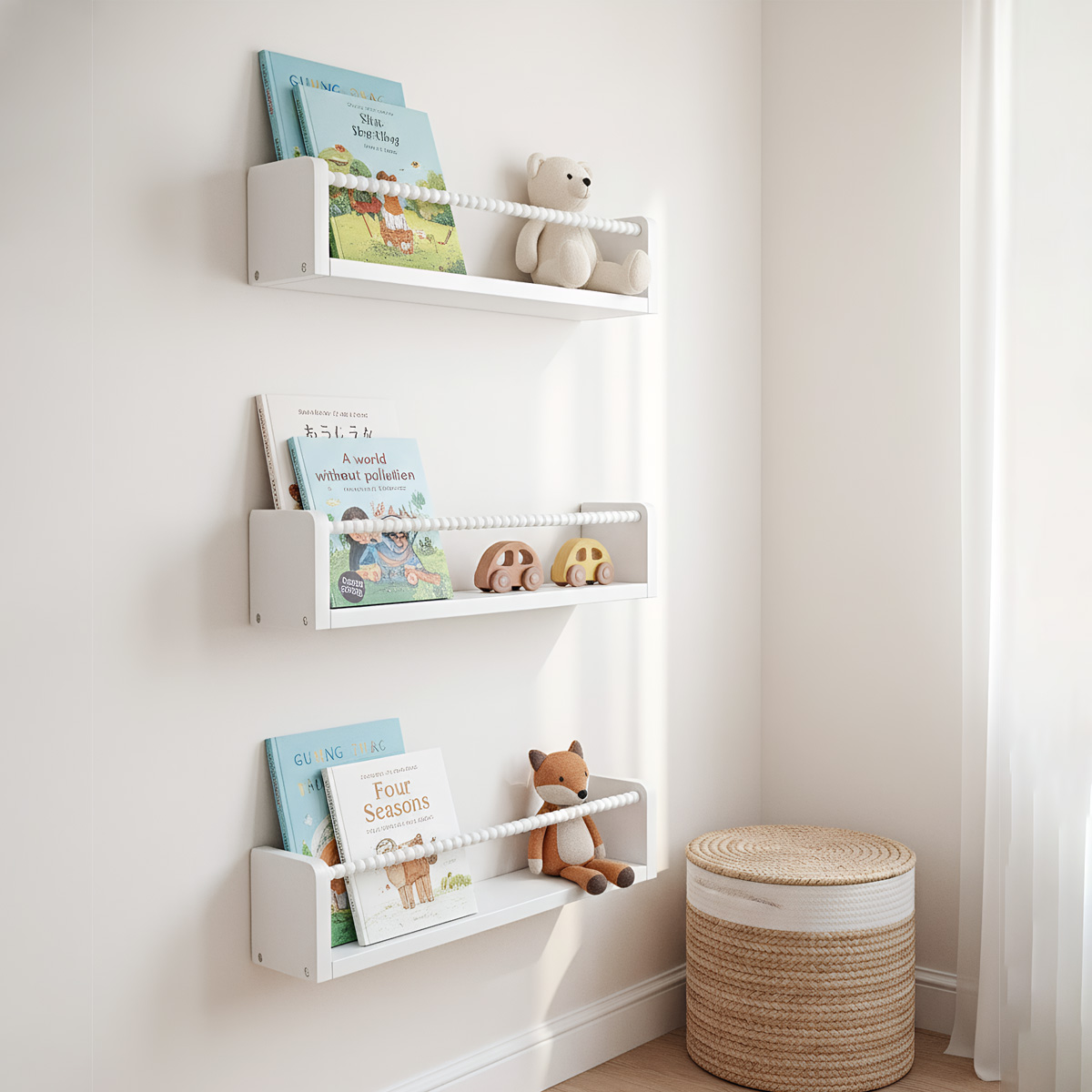유아용 책꽂이, 15.7인치 나무 벽걸이 책꽂이 3개  - Baby Nursery Floating Shelves 리뷰 및 가격