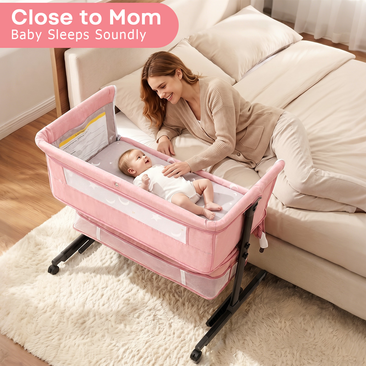 크마이어 핑크 휴대용 신생아 침대, 3단계 조절 가능, - Bassinet Bedside Sleeper 리뷰 및 가격