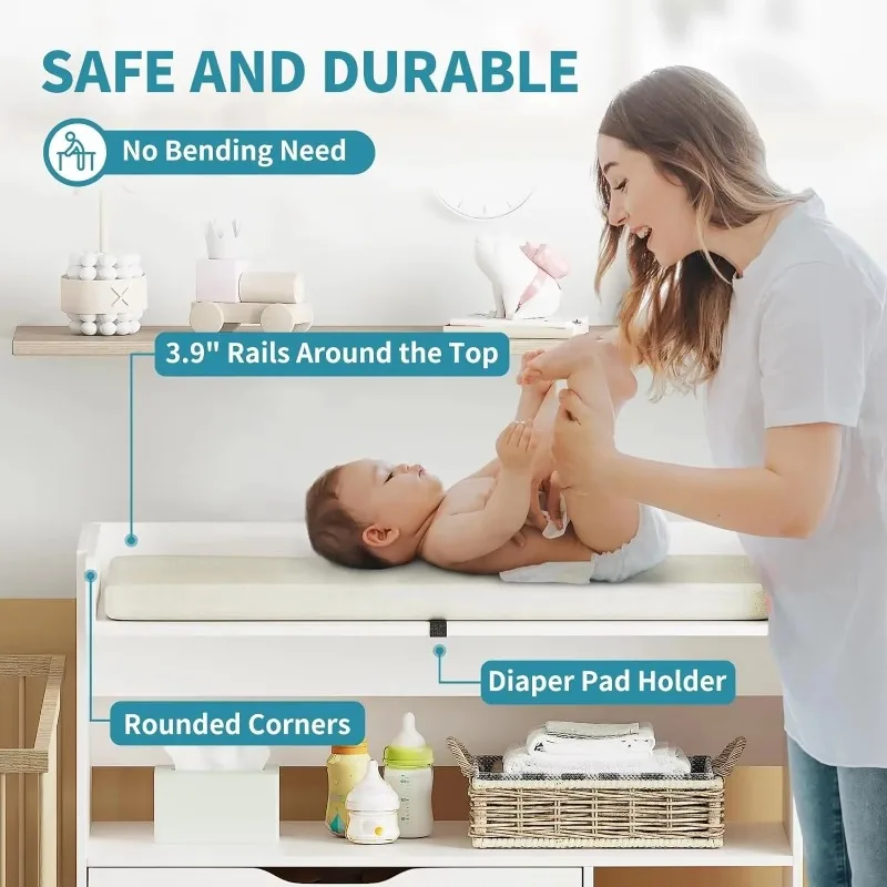 현대적인 미니멀리스트 디자인의 MDF 화이트 아기 기저 - Baby Nursery Table 리뷰 및 가격