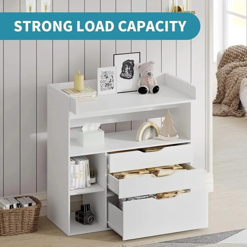 현대적인 미니멀리스트 디자인의 MDF 화이트 아기 기저 - Baby Nursery Table 리뷰 및 가격