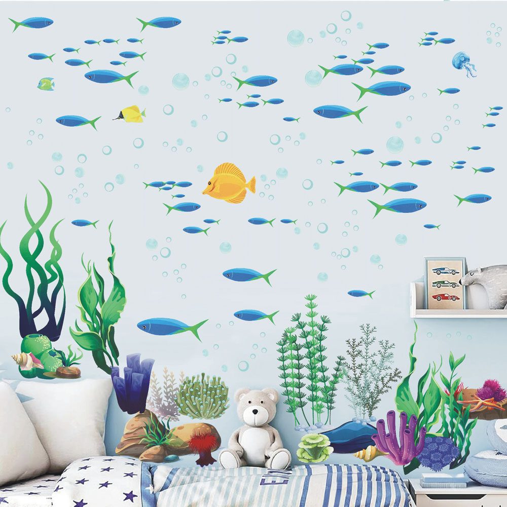 바다 아래 물고기 해초 벽 스티커 산호초 바다 동물 벽 - Baby Nursery Under The Sea 리뷰 및 가격