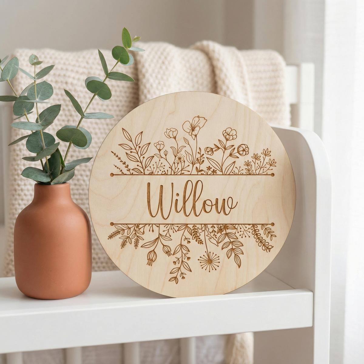 맞춤형 꽃무늬 원형 나무 아기 이름표, 신생아 발표 사 - Baby Nursery Decor 리뷰 및 가격