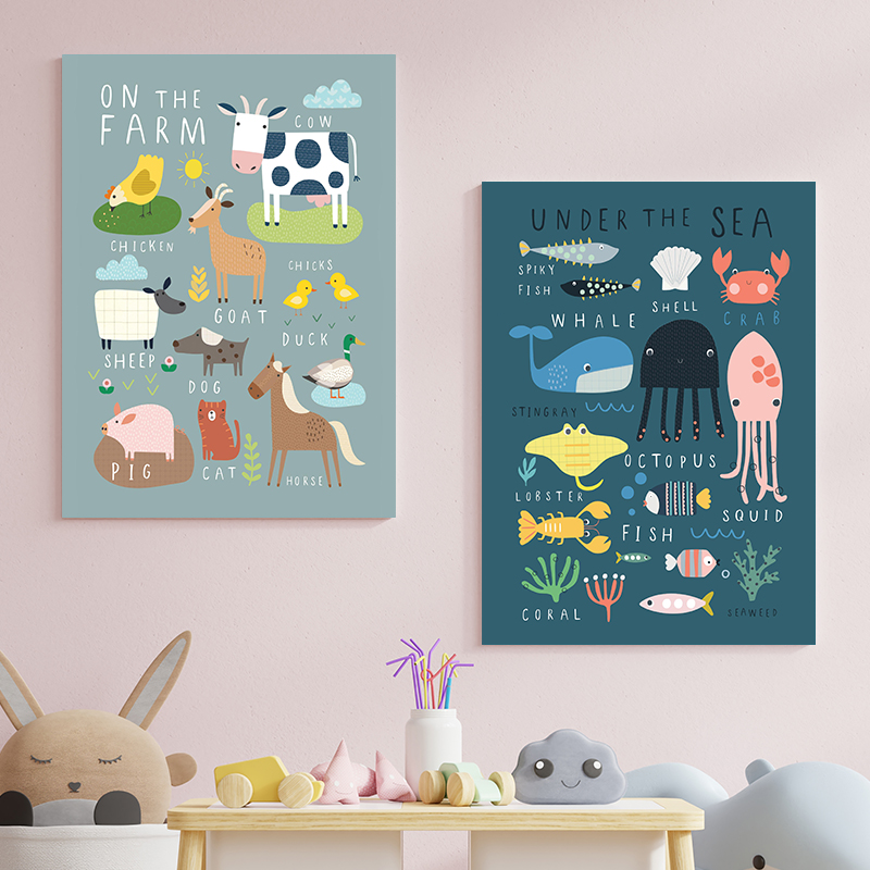 바다 아래의 세계 프린트, 농장 알파벳 그림, 어린이방 - Baby Nursery Under The Sea 리뷰 및 가격