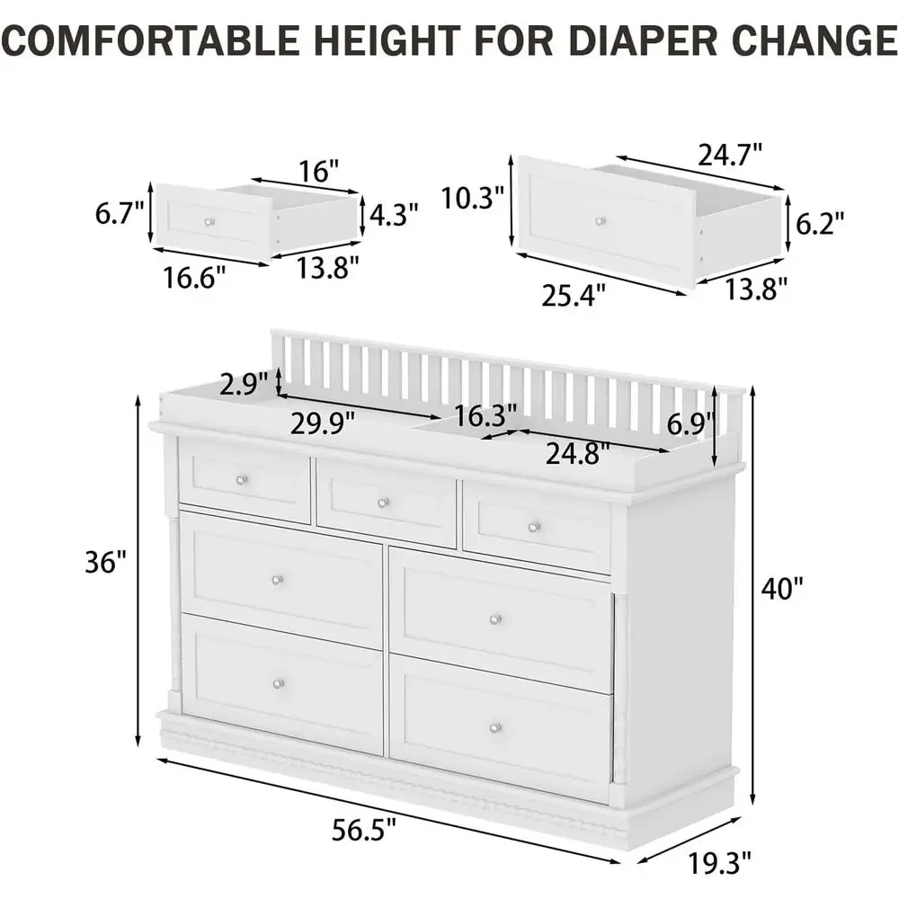 56.5인치 아기 서랍장(탈부착 가능한 기저귀 교환대  - Baby Nursery Table 리뷰 및 가격
