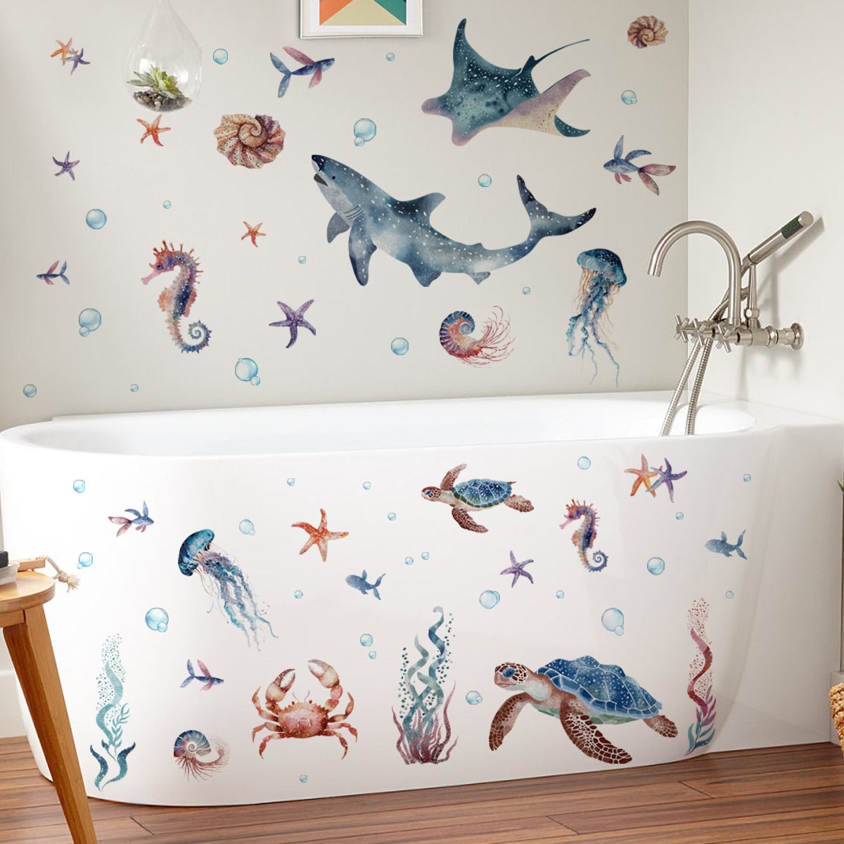 바다 해양 생물 벽 스티커 상어 해마 바다거북 벽 데칼 - Baby Nursery Under The Sea 리뷰 및 가격