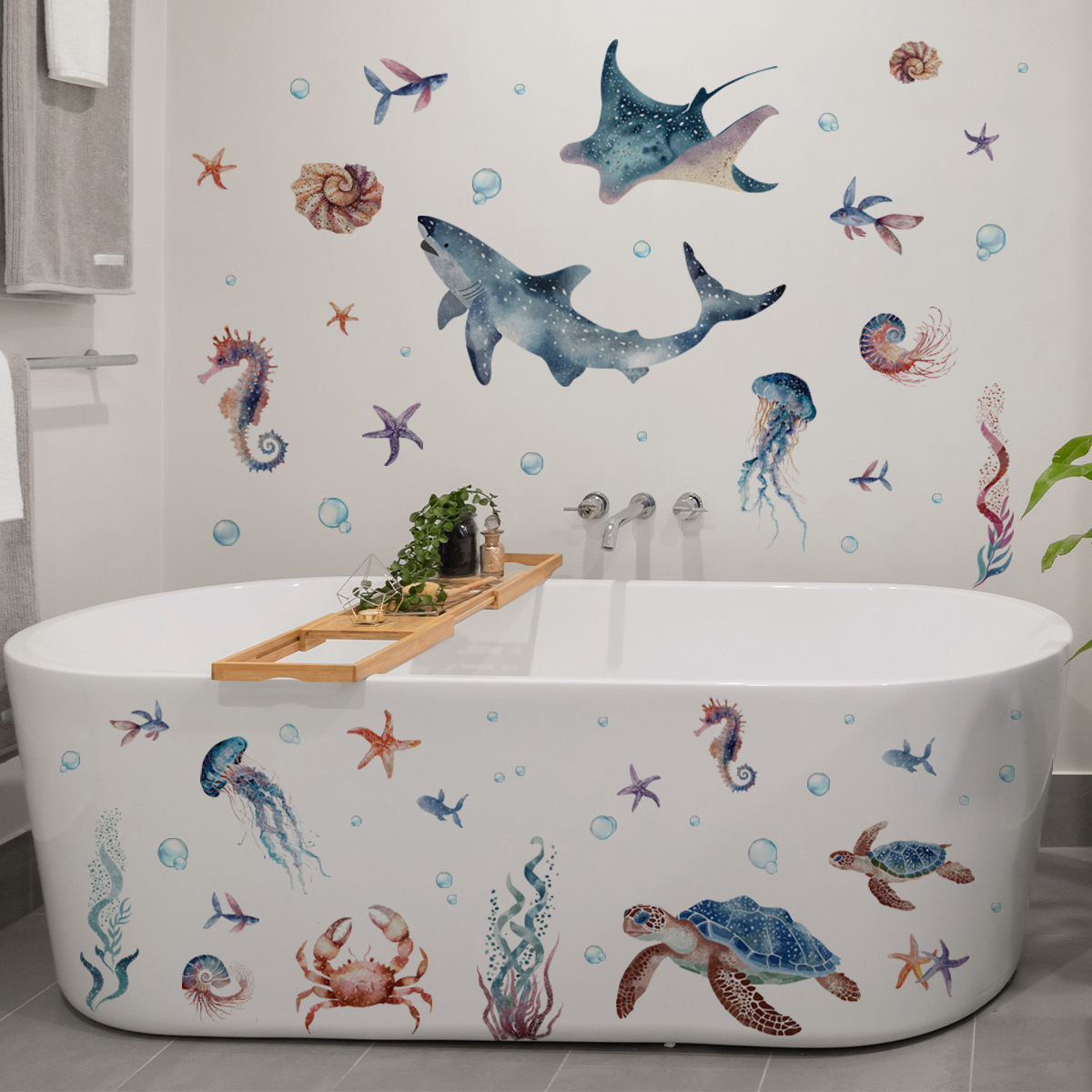 바다 해양 생물 벽 스티커 상어 해마 바다거북 벽 데칼 - Baby Nursery Under The Sea 리뷰 및 가격