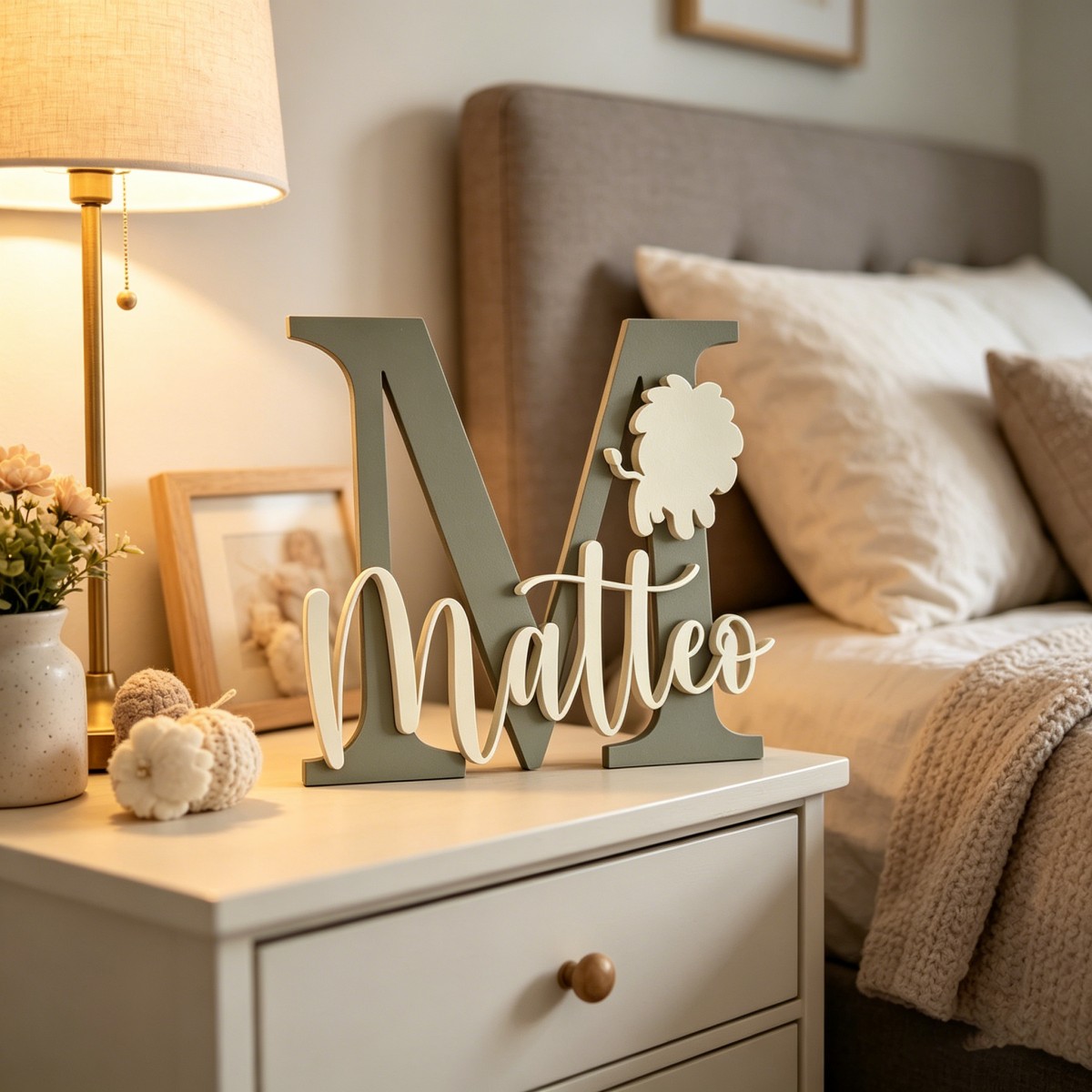 1Pc 맞춤형 사자 이름 및 이니셜 나무 이름표, 보육 - Baby Nursery Decor 리뷰 및 가격