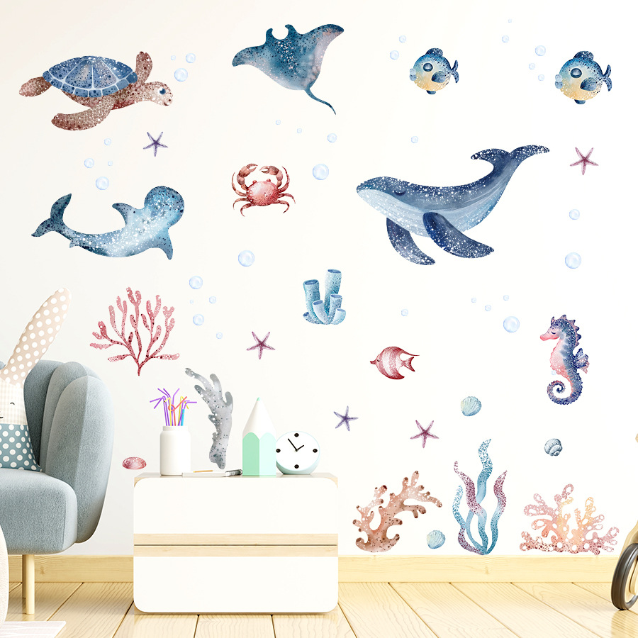 멋진 바다 밑 세계 벽 스티커, 산호 고래 바다 거북이 - Baby Nursery Under The Sea 리뷰 및 가격