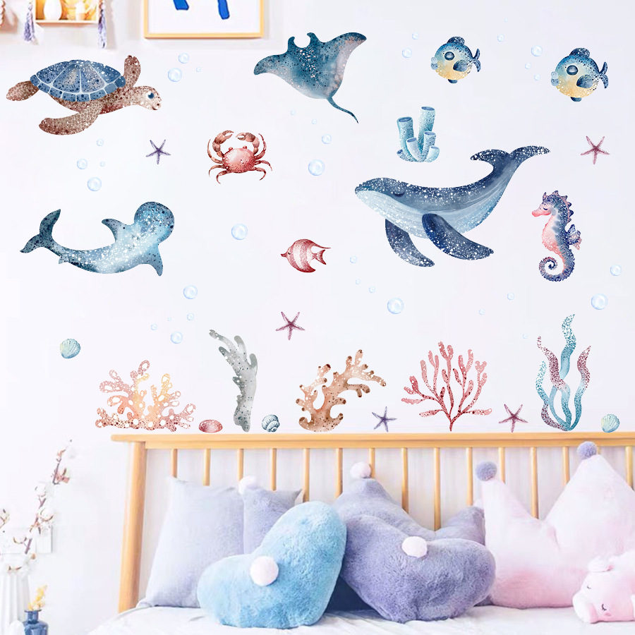 멋진 바다 밑 세계 벽 스티커, 산호 고래 바다 거북이 - Baby Nursery Under The Sea 리뷰 및 가격