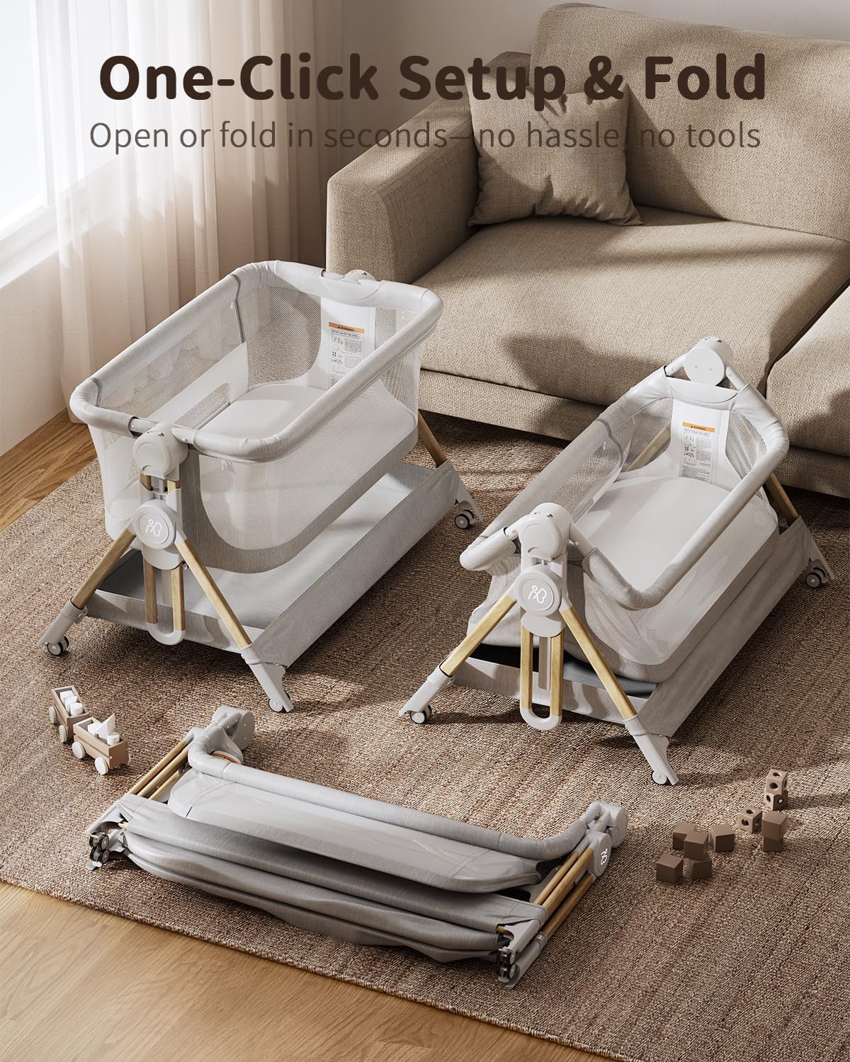 3 in 1 침대 옆 아기 침대 원터치 접이식 아기 침 - Bassinet Bedside Sleeper 리뷰 및 가격
